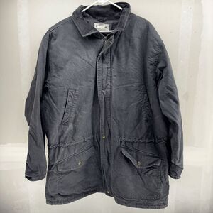 L.L. Bean Barn Jacket Mens XL Gray Canvas Chore Coat Cotton Corduroy Lined